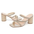 thumbnail image 3 of Womens Sandals Heels Dressy Summer Square Open Toe Sandals Holiday Party Wedding Dress Pumps Shoes Gold Size 8.5, 3 of 7