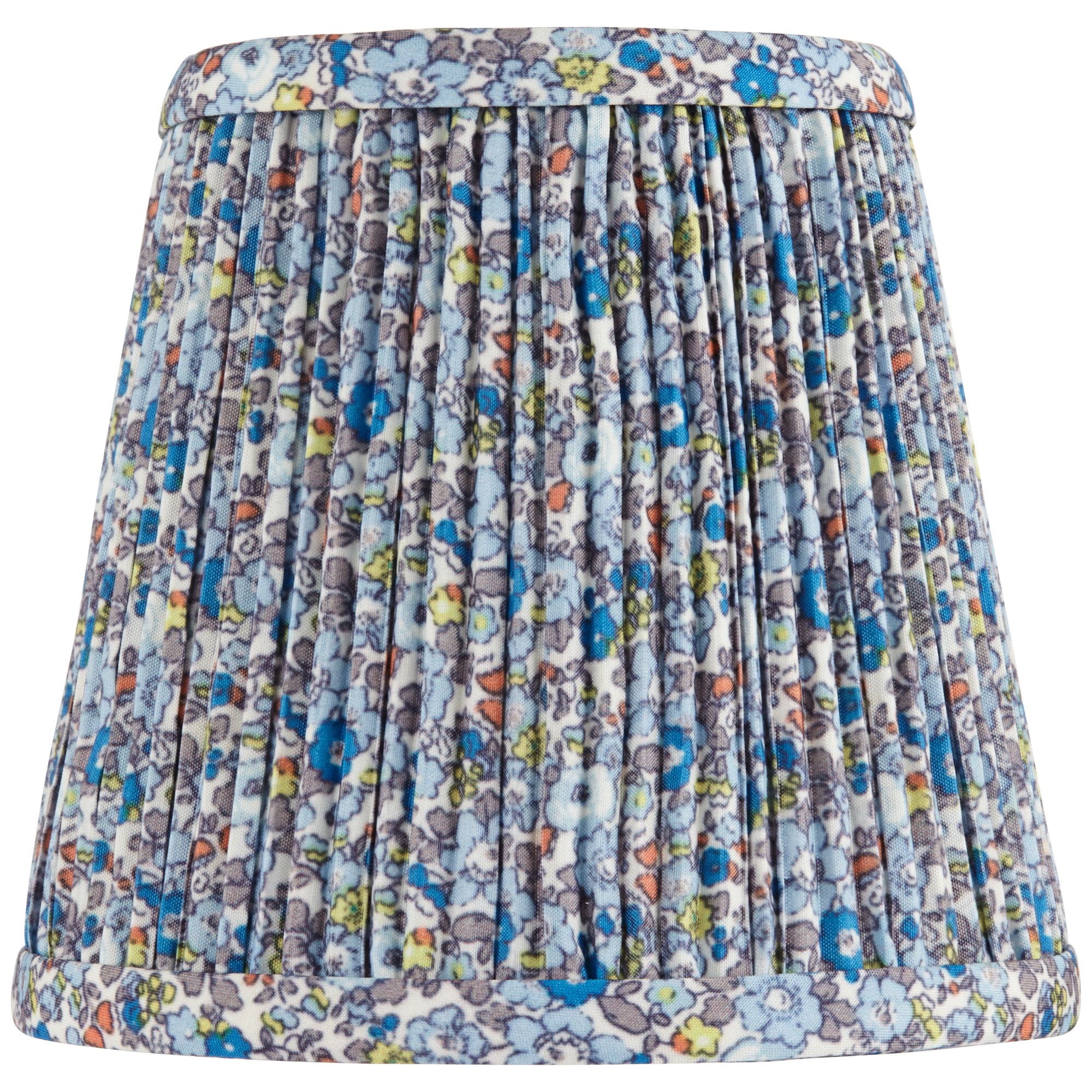 Springcrest 4" Top x 6" Bottom x 5 1/2" High x 5 1/2" Slant Print Lamp Shade Replacement Set of 4 Blue Shirred Pleated Clip On