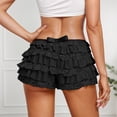 thumbnail image 4 of Afdoent Shorts For Women Fashion Layered Lace Ruffle Sheer Mesh High Waist Elastic Waistband Casual Summer Shorts For Daily Wear And Outings Comfortable Women's Shorts, 4 of 6