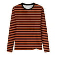 thumbnail image 4 of Karoyedx Plus Size Clothes for Women Womens Striped Long Sleeve Shirts Fall Outfits 2025 Color Block Tops Fashion Clothing Ribbed Crewneck Tee Blouses Coffee Size,3XL, 4 of 4
