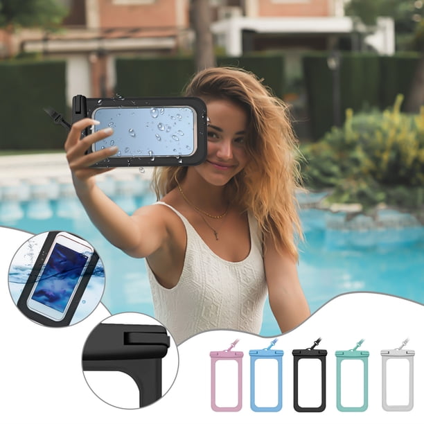 Funda impermeable para teléfono IPX8 para playa y natación - bolsa estanca universal para teléfonos de hasta 6,7" con cordón ajustable y pantalla táctil transparente