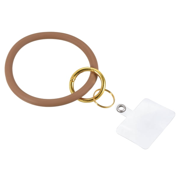 Llave de anillo Uxcell Pulsera de silicona llavero círculo muñequera, marrón
