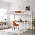 thumbnail image 2 of UBesGoo Queen Metal Loft Bed Frame with Horizontal Guardrail, Vertical Ladder with Rubber Anti-Slip Pads, Safe Heavy-Duty Frame, White, 2 of 6