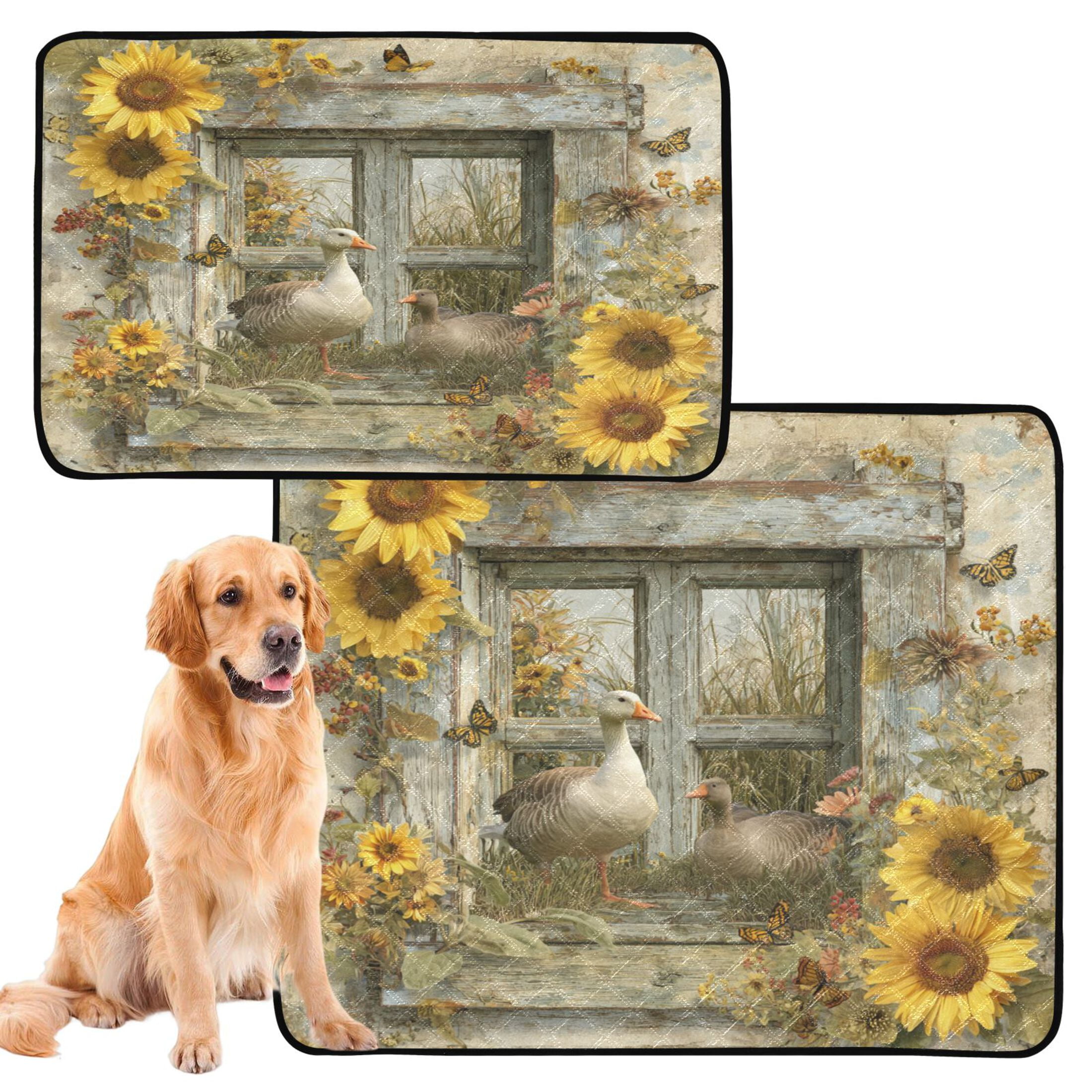 Qxltty Country Goose Cat litter Pads Pet Set of 3 Diaper Mats Center Anti-leakage Layer Absorbent Soft and Comfortable