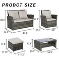 thumbnail image 4 of 6 Pieces Outdoor Patio Furniture Set, Wicker Sectional Sofa Set with Ottomans and Glass Coffee Table, Waterproof Patio Conversation Sets with Cushions for Garden Porch, Light Gray, 4 of 7