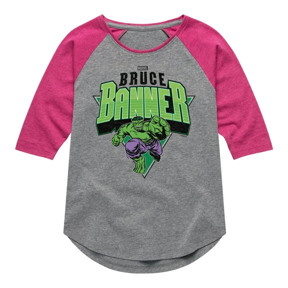 Marvel Hulk - Bruce Banner - Toddler And Youth Girls Shirt Tail Raglan