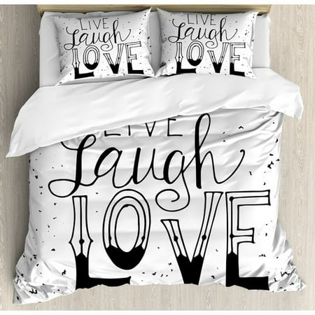 Ambesonne Live Laugh Love Quote Hand Drawn Typographical Artistic