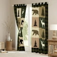 thumbnail image 3 of Feelyou Rustic Farmhouse Bear Blackout Curtains Set of 2 (52x84 Each), Reindeer Moose Wildlife Window Curtains, Olive Drab Square Plaid Curtains and Drapes, Living Room Curtains Decor, 3 of 6