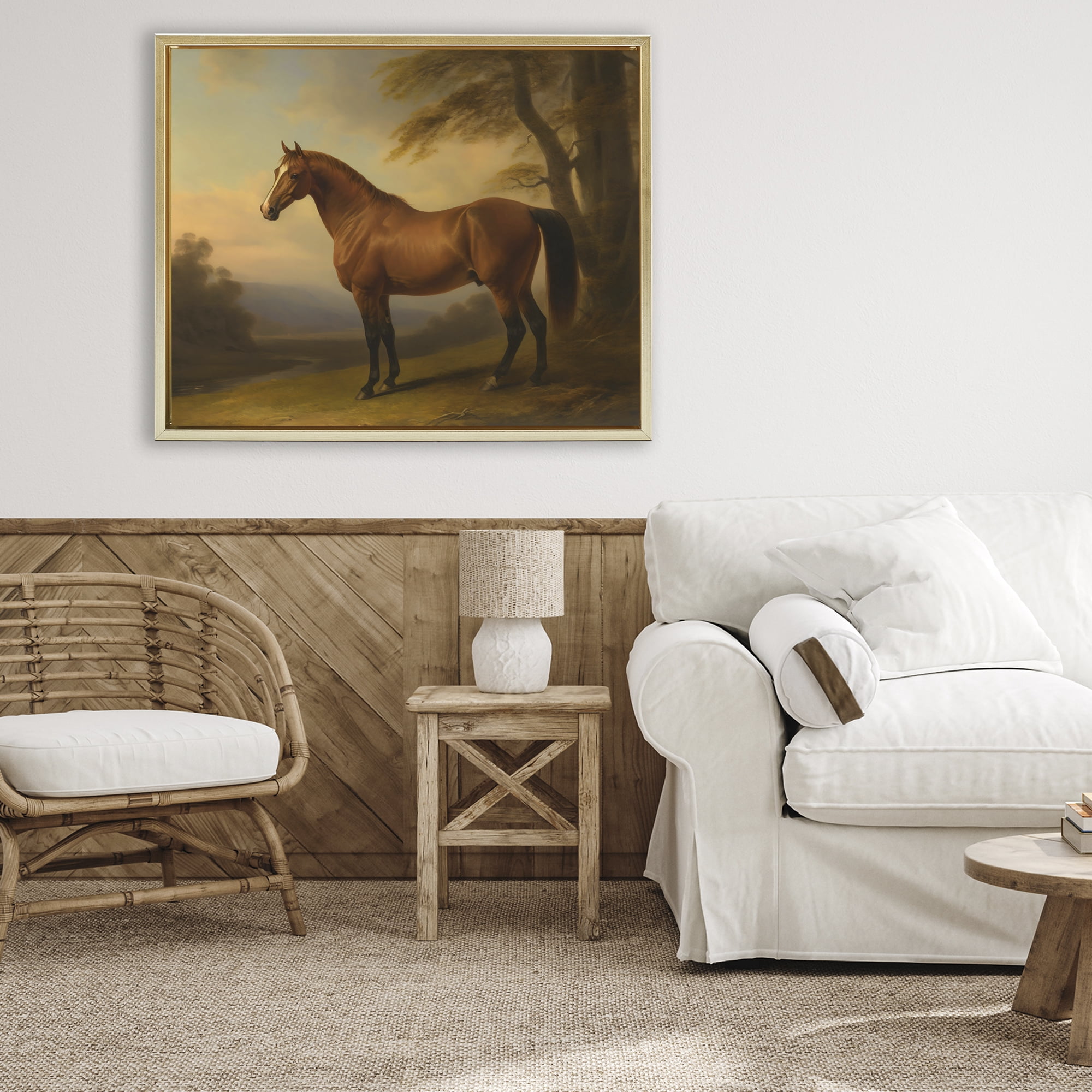 Stupell Industries Vintage Chestnut Horse Gold Framed Floater Canvas Wall Art, design by Creative Studio