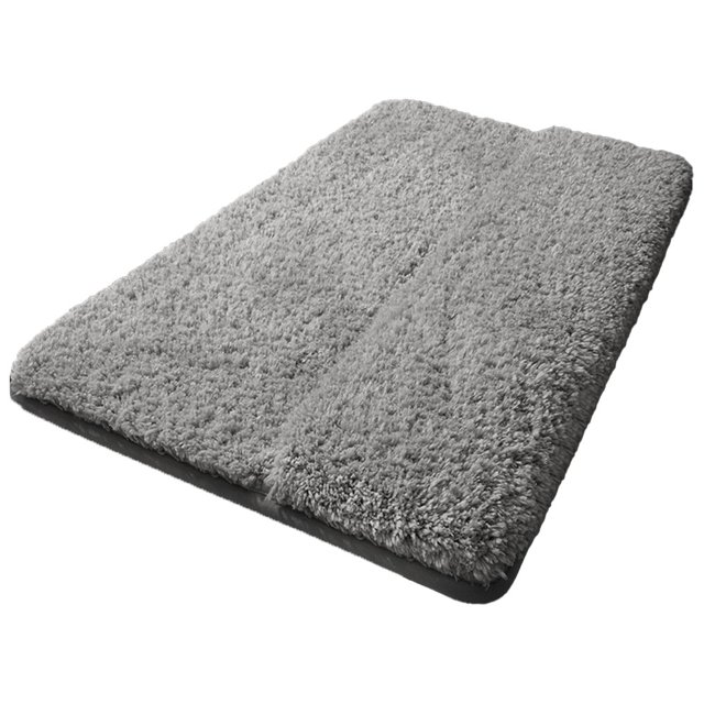 Plush Polyester Bathroom Mat: Soft, Quick-Dry & Non-Slip for Thick Pile Comfort!