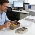 thumbnail image 3 of Bento Lunch Box for Adults With Double-Layered Compartment 1500 mL Capacity Microwave-Safe Plastic Container With Fork and Spoon, 3 of 6