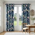 thumbnail image 2 of DaShan Navy Blue Floral Blackout Curtains for Living Room,Thermal Insulated Grommet Drapes,52x84 Inch,Set of 2, 2 of 2