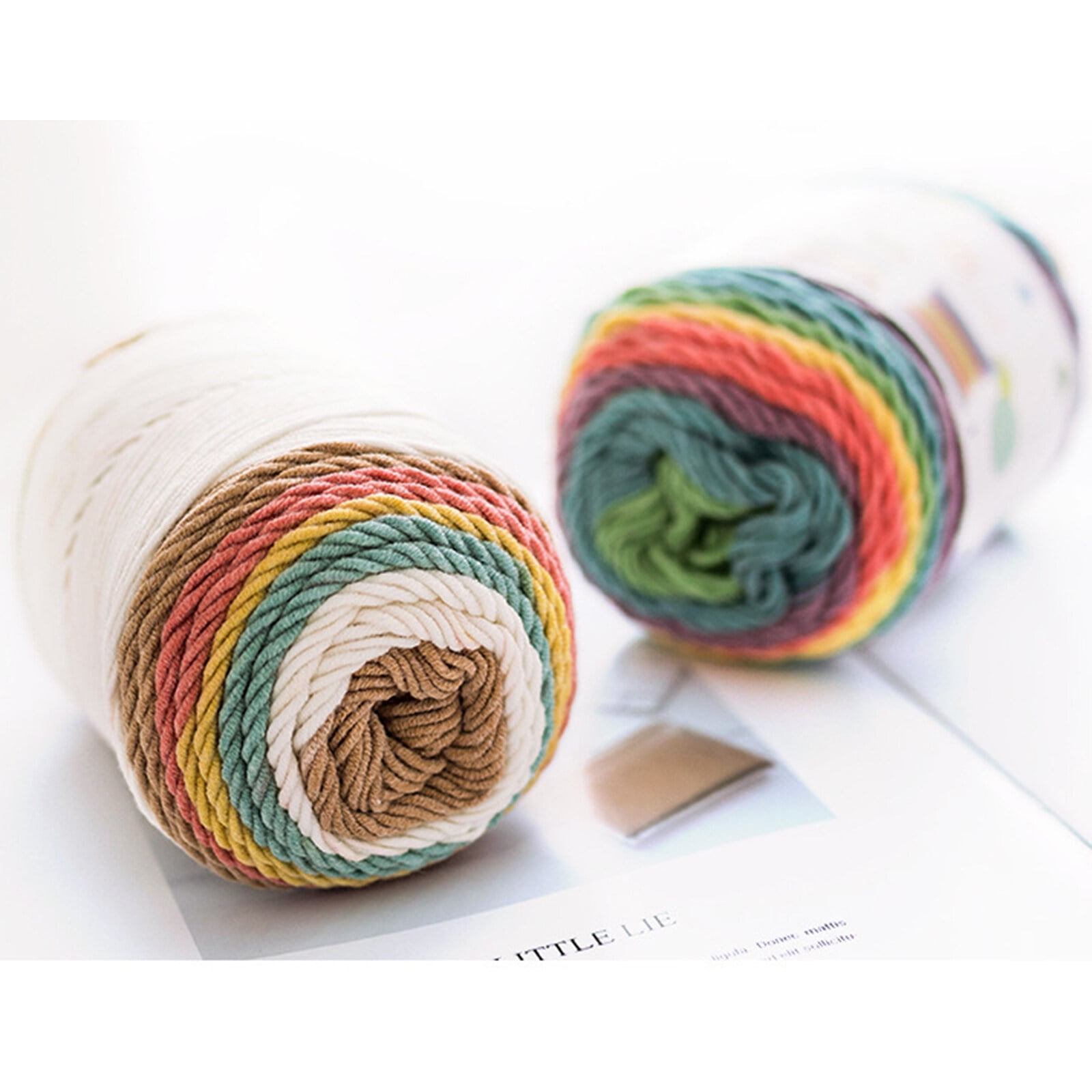 (Model 18# single roll 193 meters) 5 strands of rainbow cotton handmade diy knitted wool milk cotton scarf pillow blanket material wool ball, it is recommended to sell 4 rolls in combination