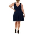 thumbnail image 3 of CITY STUDIO Womens Navy Zippered Scalloped Mesh Inset Lined Sleeveless V Neck Above The Knee Party Fit + Flare Dress Plus 18W, 3 of 3