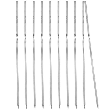 

FRCOLOR 10Pcs Stainless Steel BBQ Skewer Barbecue Skewer Meat Vegetable Skewer Flat Design