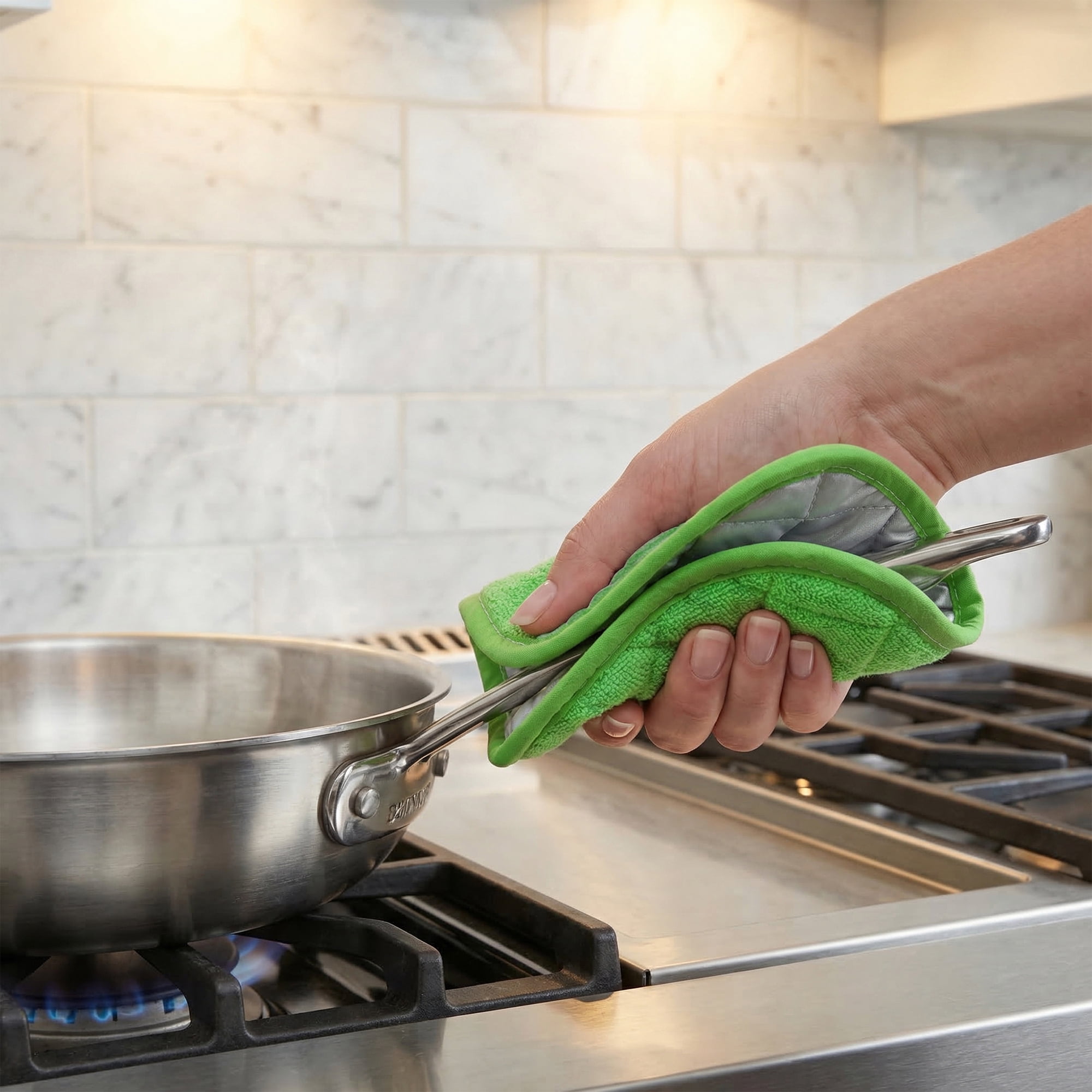 Unique Bargains Pot Holders Heat Resistant Non Slip Hot Pads for Cooking Green 6Pcs