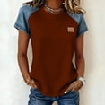 thumbnail image 2 of Sentmoon Chemises en Jean pour Femmes T-Shirts en Denim pour Femmes Manches Courtes Col Rond Patchwork Coupe Régulière avec Imprimé Extensible Vêtements d'Été pour Femmes Confortables P-2TG, 2 of 6