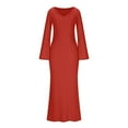 thumbnail image 5 of SELONE Winter Wedding Guest Dresses for Women Elegant Dresses Long Sleeve Formal Cocktail Dresses Maxi Rehearsal Dinner Dress Off the Shoulder Evening Dresses Bodycon Formal Prom Dresses Party Dresses, 5 of 9