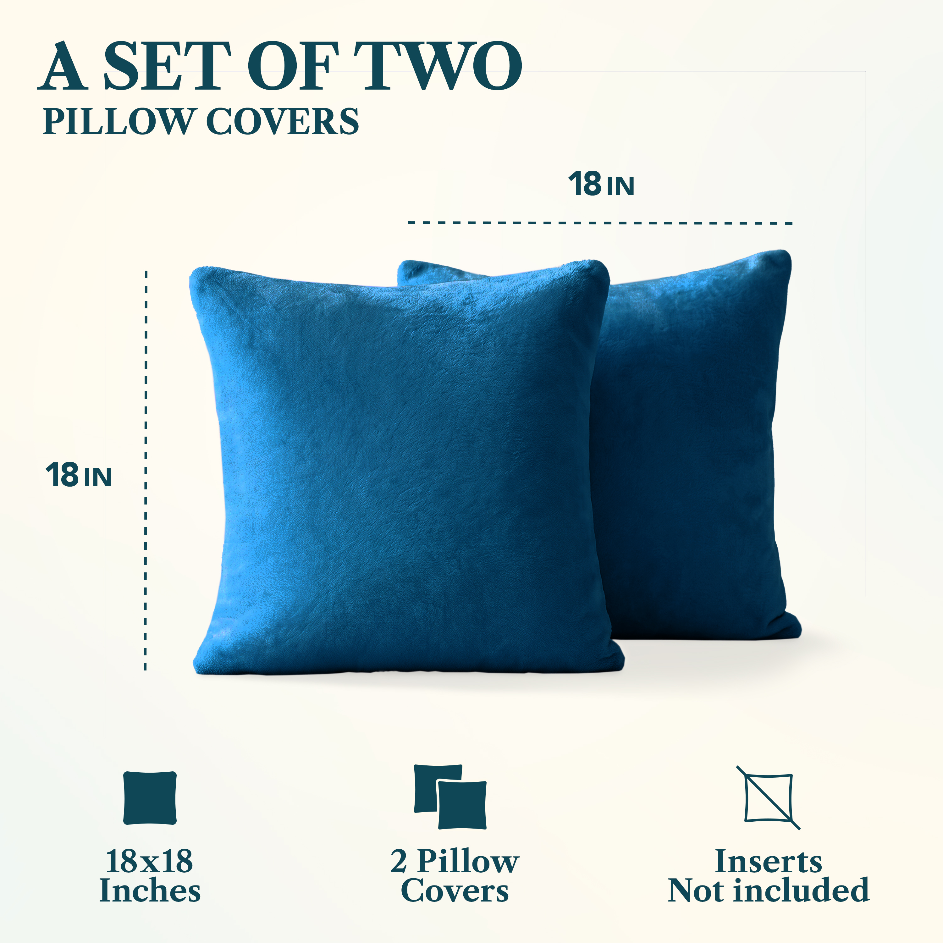 Pavilia 18x18 Velvet Throw Pillow Covers, Set of 2, Turquoise photo 2