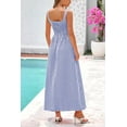 thumbnail image 3 of PRETTYGARDEN Women's Summer Spaghetti Strap Maxi Dresses Plaid Square Neck A Line Casual Beach Vacation Long Sundress, 3 of 8