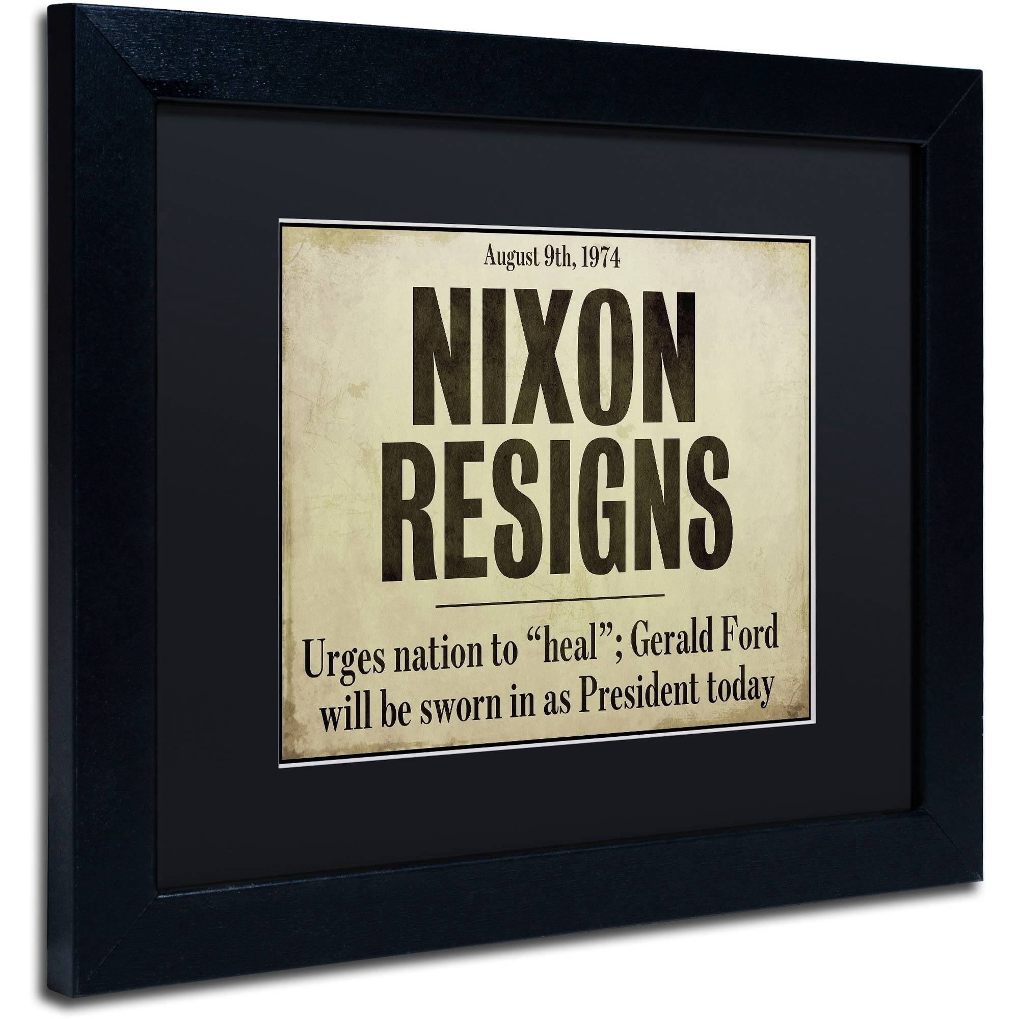 Trademark Fine Art "Nixon" Canvas Art by Color Bakery Black Matte, Black Frame