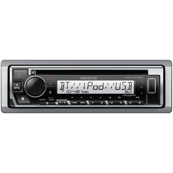 Kenwood KMR-D378BT Marine/Powersports Single-DIN In-Dash CD Receiver with Bluetooth, Electronic Voice Assistant and SiriusXM Ready