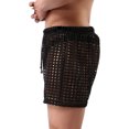 thumbnail image 4 of Penkiiy Hollow New Fashion Men's Loose Sexy Mesh Hollow Sexy Mesh Half Shorts Pants Short Pants for Men Elastic Waist XL Black 2023 Summer Deal, 4 of 5