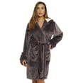 thumbnail image 2 of Just Love Women's Hooded Velour Robe with Lined Hood and Pockets (Nickel, 3X), 2 of 4