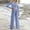Blue, variant on successthop 2 Piece Set Outfit for Women Summer Solid Color Croped Crewneck Long Sleeve Shirts and Wide Leg Long Pants Comfy Trendy Pajamas Lounge Set Loungewear Summer Outfits