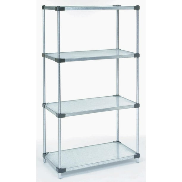 18" Deep x 30" Wide x 42" High 4 Tier Solid Galvanized Starter Shelving