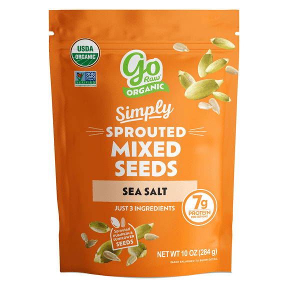 Go Raw Organic Sprouted Pumpkin & Sunflower Seeds with Sea Salt, Gluten-Free, 7g Protein, 10 oz Bag