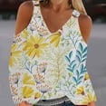 thumbnail image 2 of gakvbuo Clearance Items All 2022!Fall Clothes For Women 2022 Trendy Business Casual Plus Size Tops For WomenWomen Sexy T- Shirt Cold Shoulder Pullover Blouse V-Neck Long Sleeve Print Tops, 2 of 6