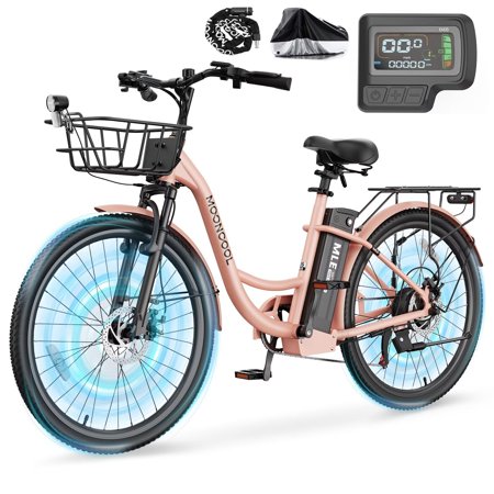 NAIZEA Electric Bike for Adults, 20 mph Ebike 700W Peak Adult Electric Bicycles, 40 Miles Range E Bike, 7-Speed Electric Commuter Bike, 36V 10.4Ah Removable Battery with Lock and Cover