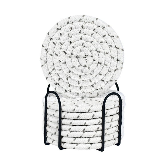 NCWSO Kitchen Table Decor Cotton Rope Woven Mat | Circular Insulated Cup & Pot Mat for Kitchen Table, 2Pc Handle Gloves Dining Table Decor Deals
