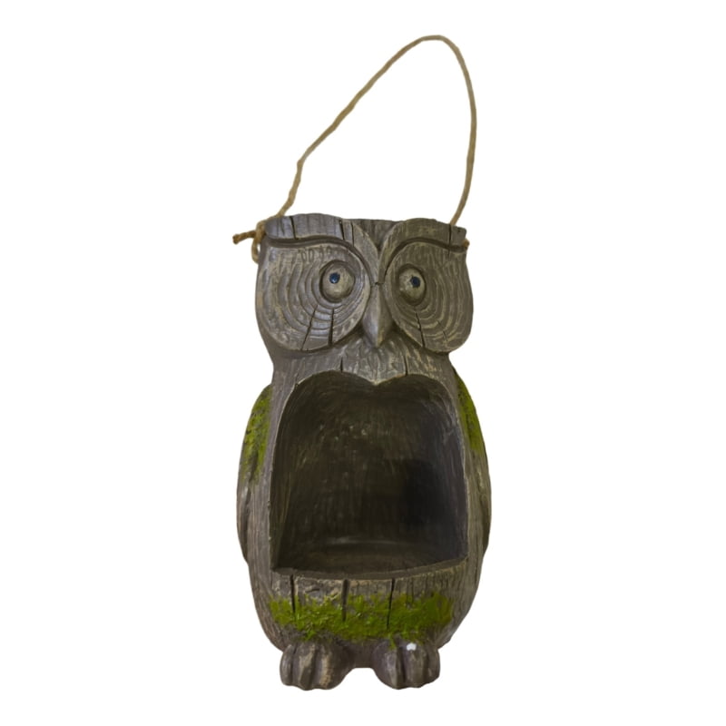 Zecic Outdoor Bird Feeder Large Capacity Resin Hummingbird Feeder Owl Shape Feeding