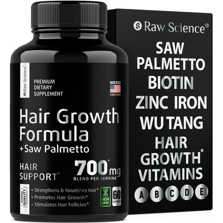 Raw Science | Saw Palmetto DHT Blocker Supplement | Hair Vitamins for Hair Growth for Men & Women | Vegan | 60 Capsules