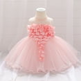 thumbnail image 2 of USNSM (6-24 Months) Toddler Girls Cute Flower Pearl Mesh Birthday Dress Spring Fall Casual Fashion Long Dresses Pink 12-18 Months, 2 of 5