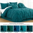 thumbnail image 5 of Chezmoi Collection Sydney 7-Piece Pinch Pleat Comforter Set, Lightweight Pintuck Bedding for All Season, California King, Teal, 5 of 9