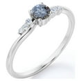 thumbnail image 4 of JeenMata Dainty Design - 0.6 Carat Round Cut Salt and Pepper Diamond with Moissanite - 6 Stone Cluster Prong Engagement Ring - 18K White Gold Plating over Silver, 4 of 6