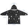 thumbnail image 7 of Black White Gothic Cat Skull Moon Pattern Blanket Hoodies for Kids 6-13YR Oversize Wearable Blanket Hoodies for Boys Girls Teens, 7 of 7