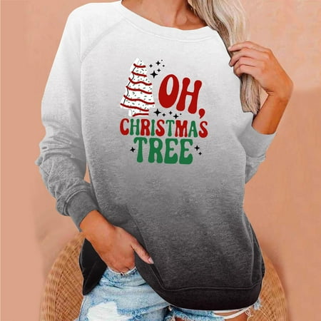 

Aueoeo Women s Sweatshirts No Hood Ladies Sweatshirt Women s Autumn Winter Crew Neck Temperament Casual Raglan Sleeves Gradual Color T-Shirt Casual Loose Top