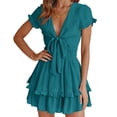 thumbnail image 1 of Vestido PRETTYGARDEN 2025 Mini con Escote en V y Mangas Cortas, 1 of 8