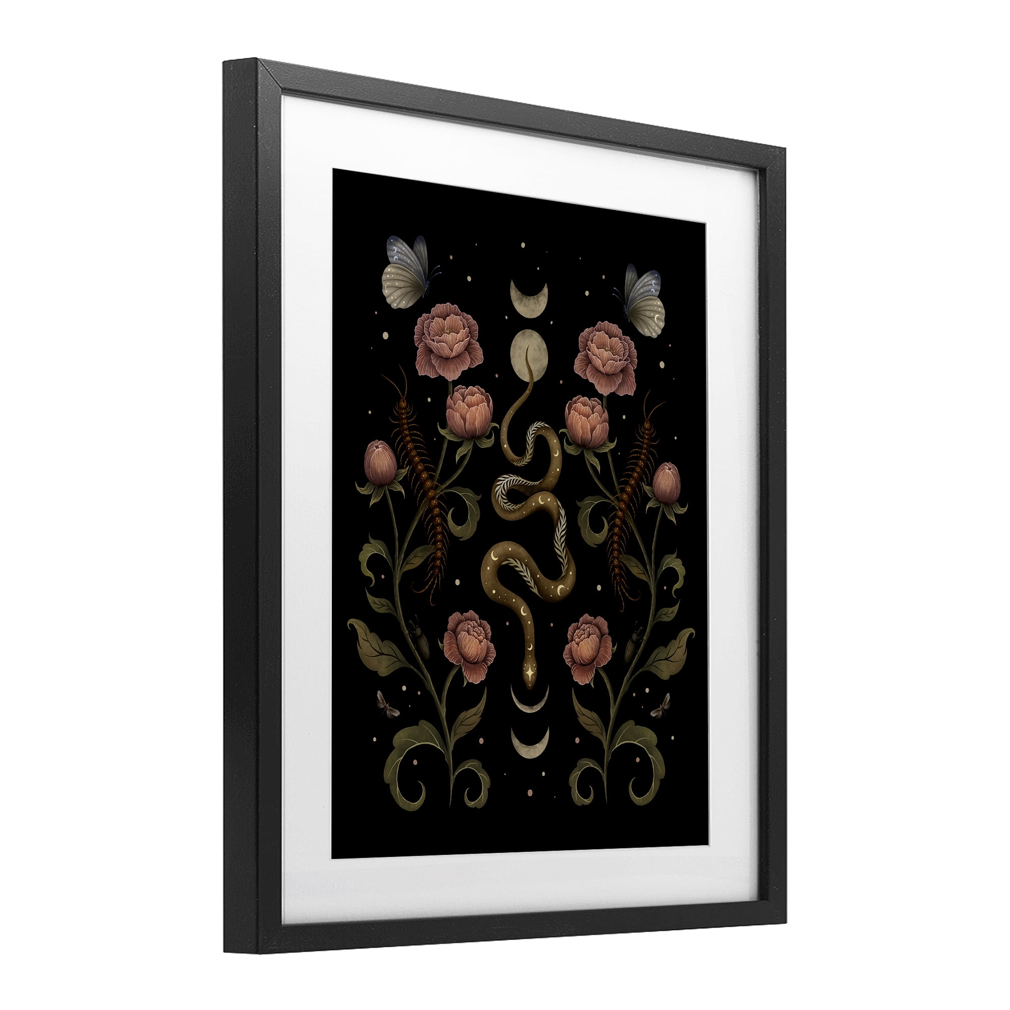 Stupell Industries Serpentine Garden Symmetry Black Framed Print Under Glass, design by Episodic Drawings