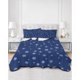 thumbnail image 2 of Quilt King Size Bedding Set, Navy Blue Christmas Snowflakes Reversible Summer Quilt 3 Pieces, Winter Modern Geometric Lightweight Bedspreads Coverlets with 2 Pillow Shams for All Seasons, 2 of 5