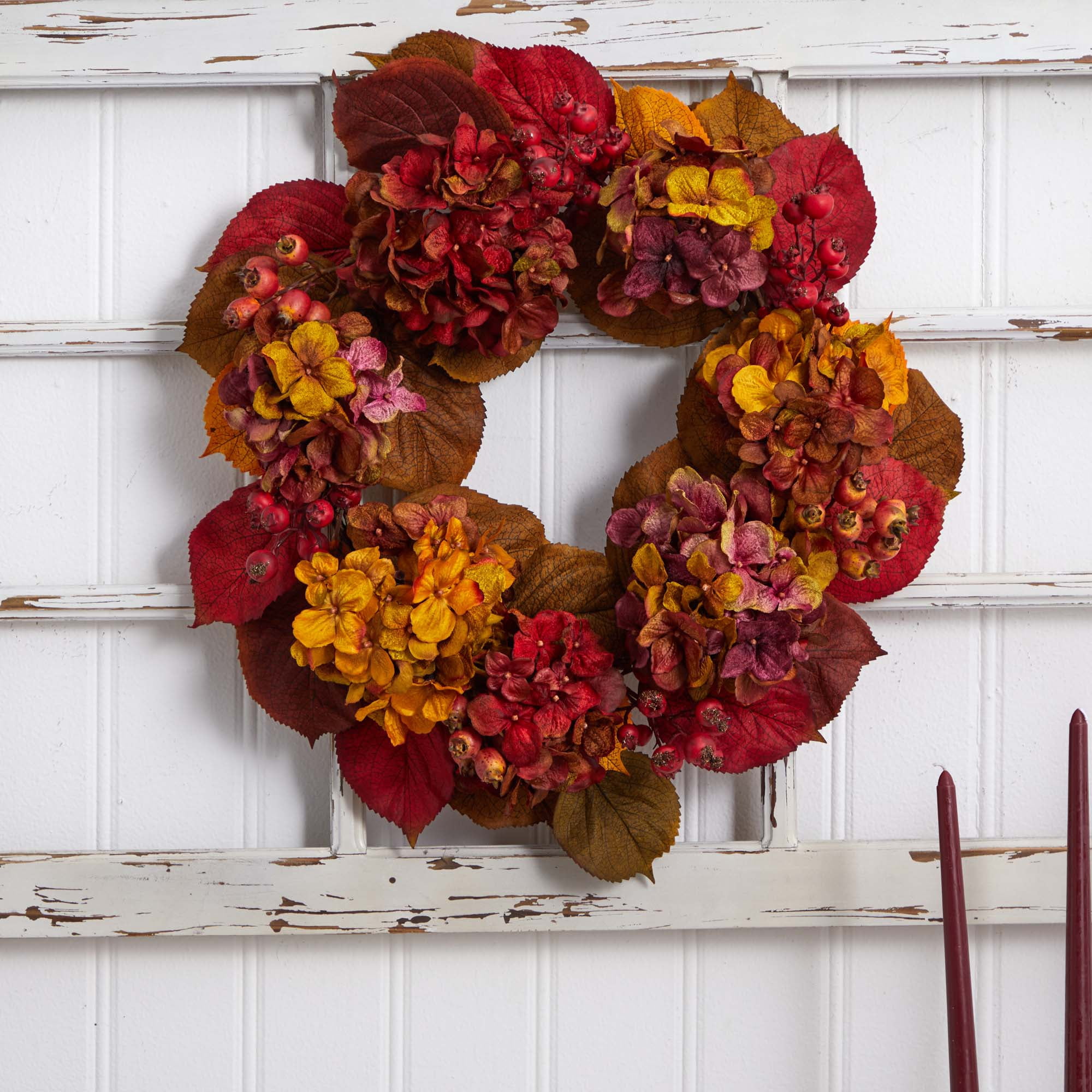 Nearly Natural Polyester Wreath, 24" (Assorted Colors)
