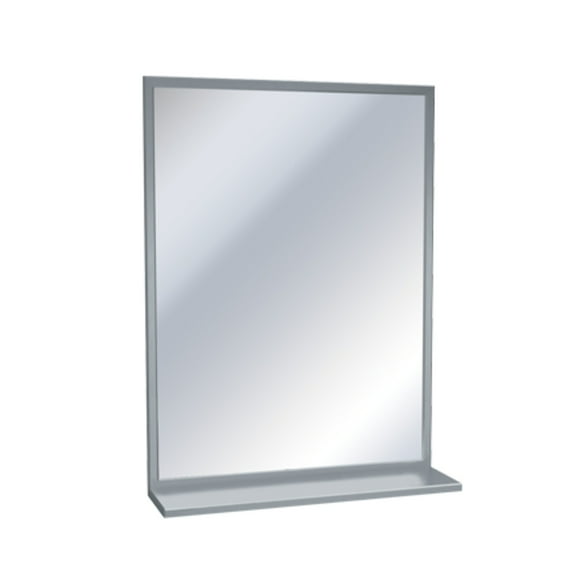ASI 0625-1620 - Mirror - Stainless Steel, Chan-Lok Frame w/ Shelf - Plate Glass - 16"W X 20"H