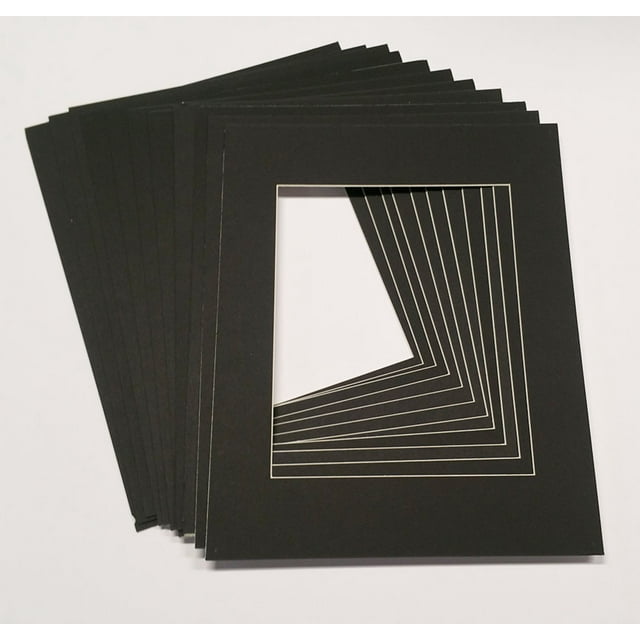 Black 11x14 White Picture Mats with White Core for 8x10 Pictures Fits 11x14 Frame