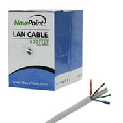 NavePoint Cat6 (CCA), 500ft, White, Solid Bulk Ethernet Cable, 550MHz, 23AWG 4 Pair, Unshielded Twisted Pair (UTP)