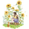 thumbnail image 5 of Calcomanía de pared removible para dormitorio, pared, sala de estar, jardín de infantes, guardería, nuevo hogar, 73,7 x 83,8 cm (girasol y niña), 5 of 5