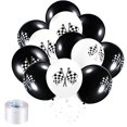 thumbnail image 1 of Chengu 50 Pcs Ballons de Voiture de Course Drapeau à Damier Ballons en Latex avec 8 Rouleaux Rubans en Plastique pour Thème de Course, 1 of 5